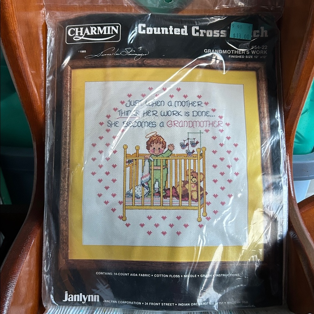 NOSMIP VTG Janlynn Sampler Kit Charmin Counted Cross Stitch Grandmother Made USA